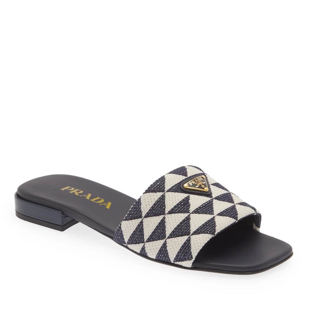Prada Embroidered Calzature Donna Fabric Slides